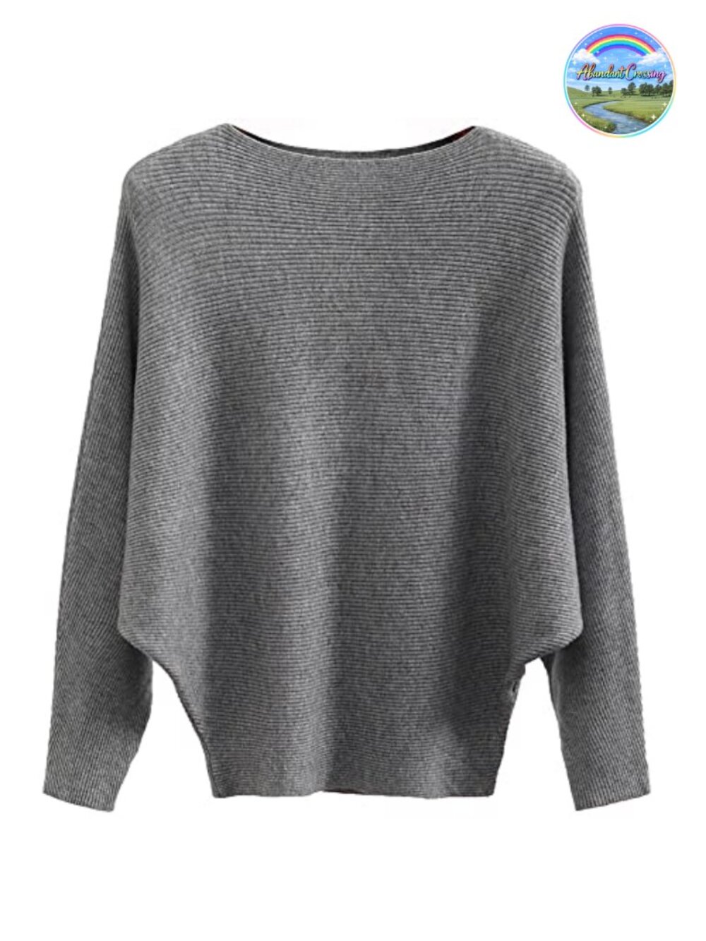 Batwing Knitted Sweater Boat Neck Dolman Pullover Loose Fit